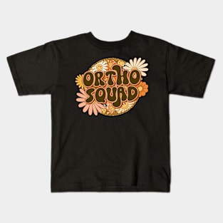 Ortho Squad Retro Groovy Floral Leopard Kids T-Shirt